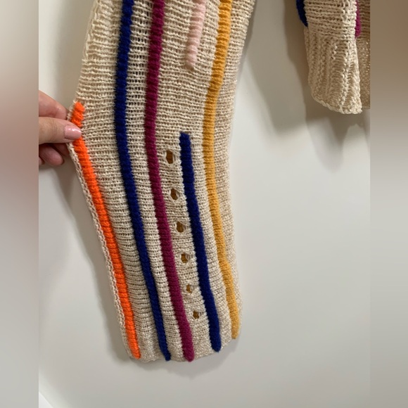 Pilcro Anthropologie Cropped Striped Cardigan Sweater Open Knit - Picture 7 of 9